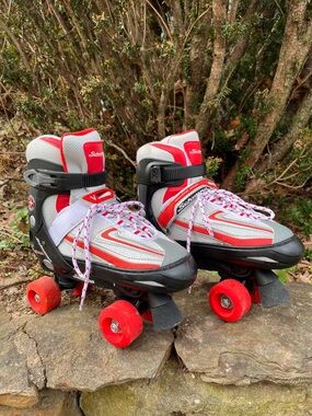 Adult Red & Gray Quad Roller Skates